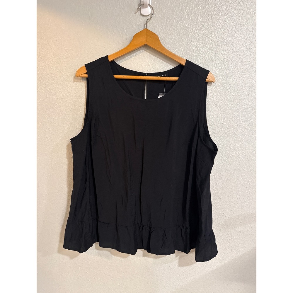 Torrid Peplum Tank Top Women Size 0 Black NEW‎ Sleeveless Ruffle Hem Blouse